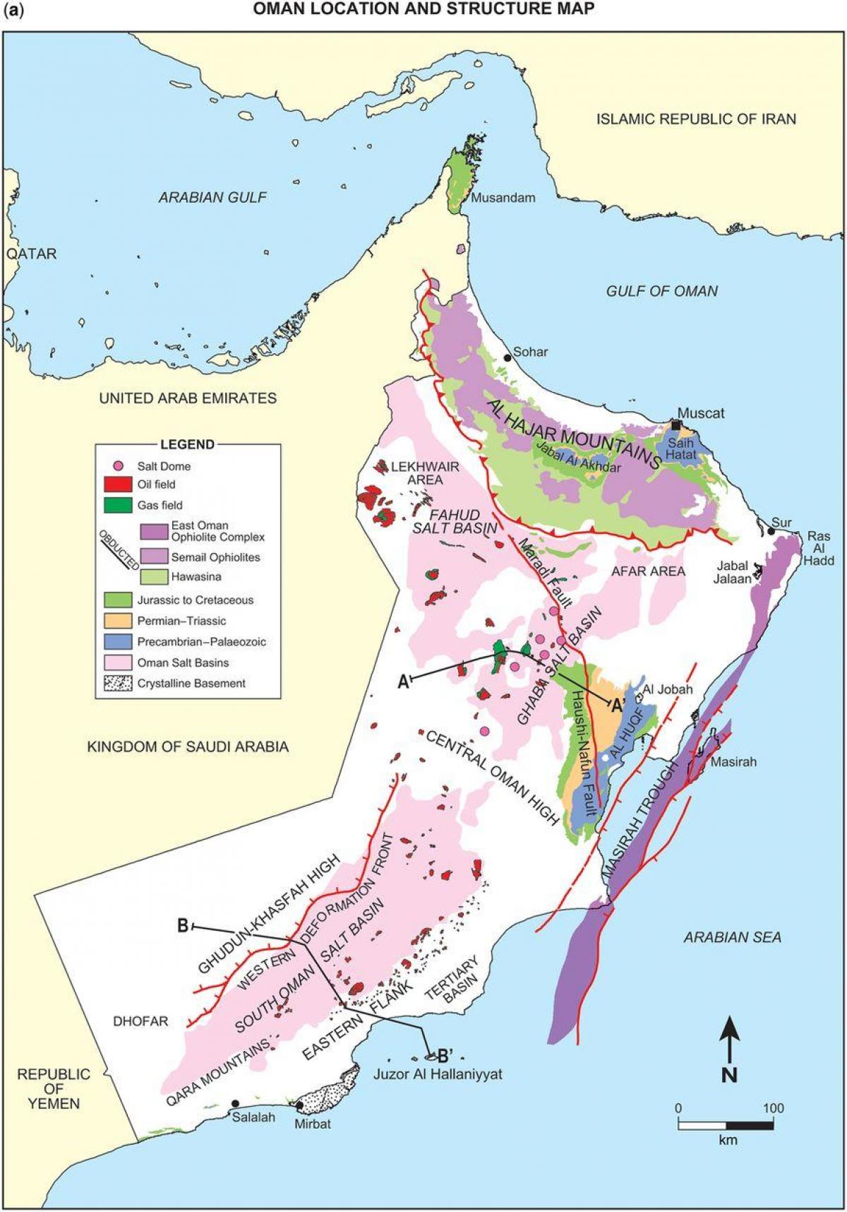 harta e Oman gjeologji