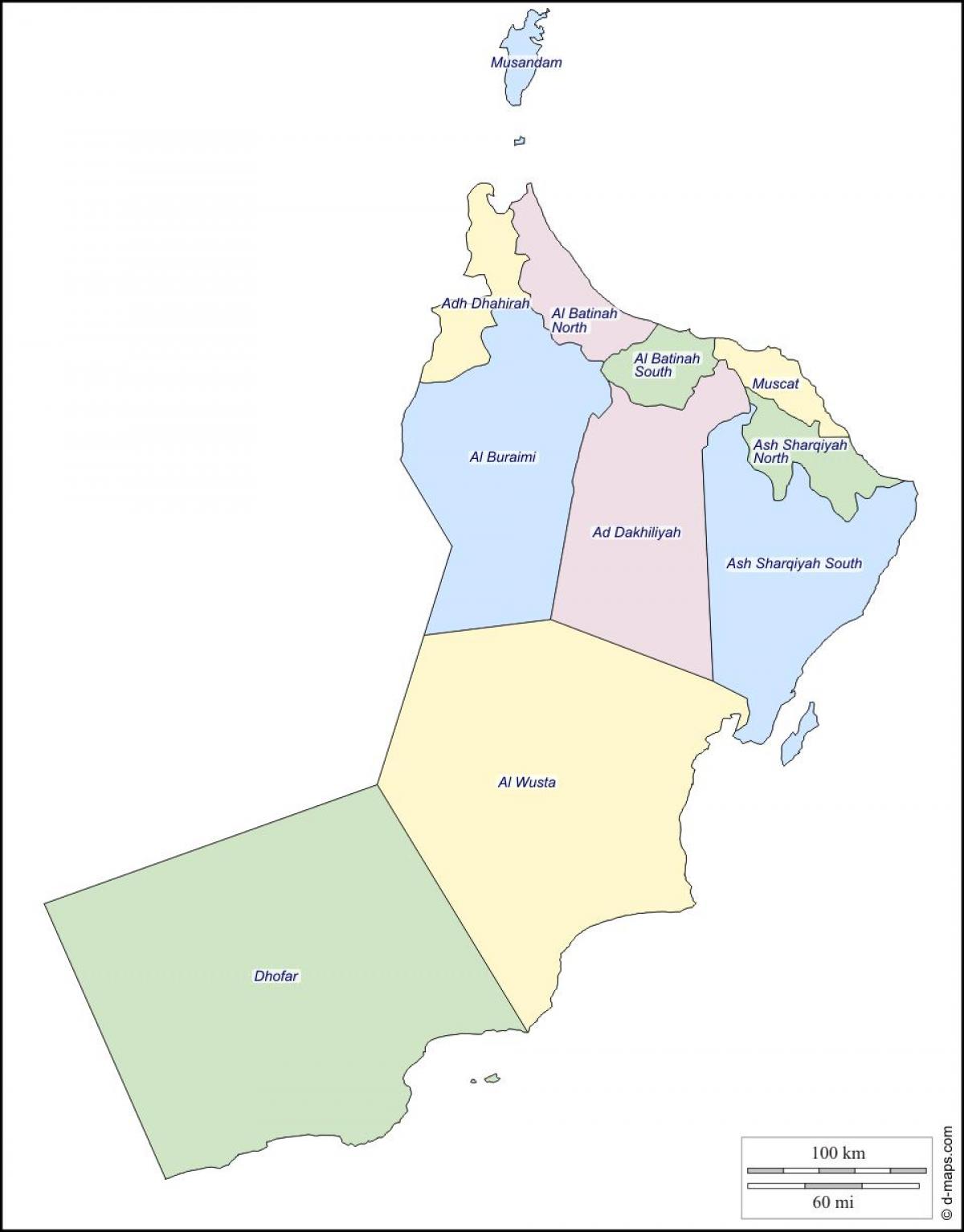 harta e Oman governorates