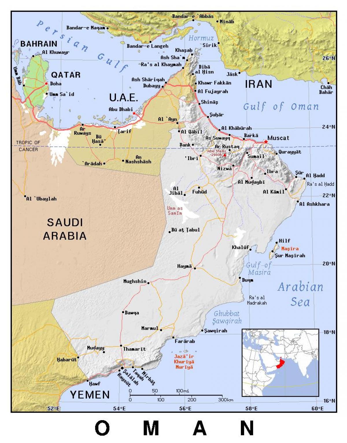 harta e Oman politike