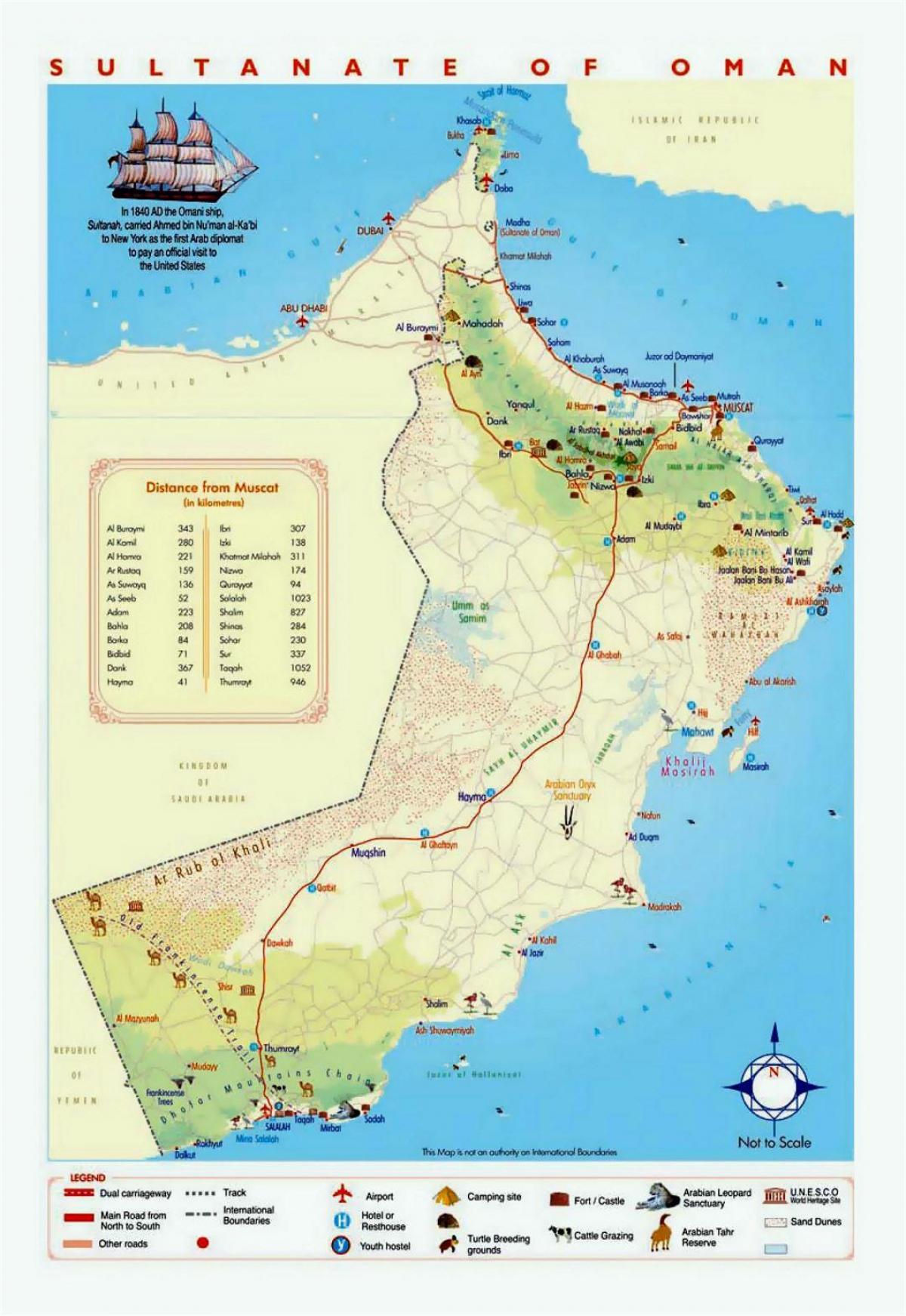Oman vende turistike harta