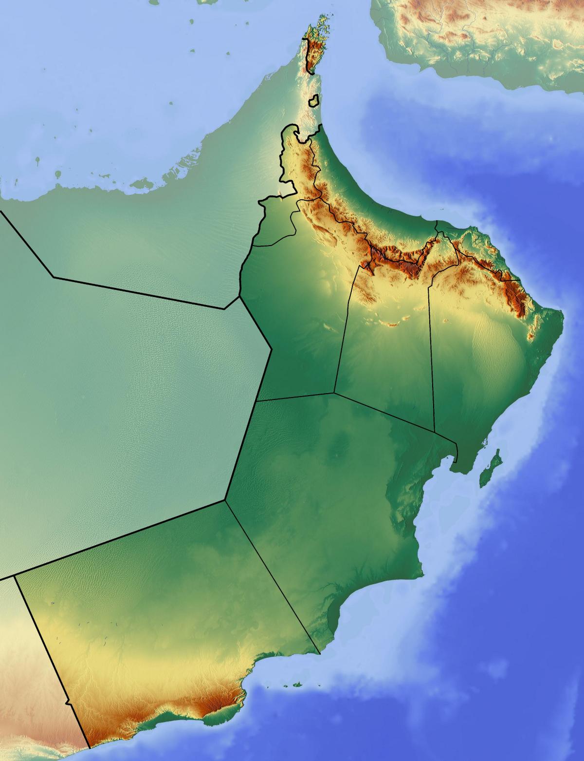 harta e Oman topografike